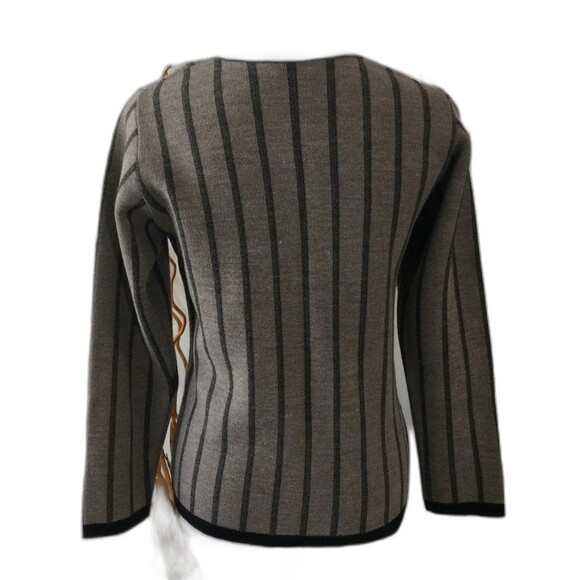 ILK Petek Cardigan Sweater Women's Size S Color Brown Striped Button Up Knit - Picture 2 of 11